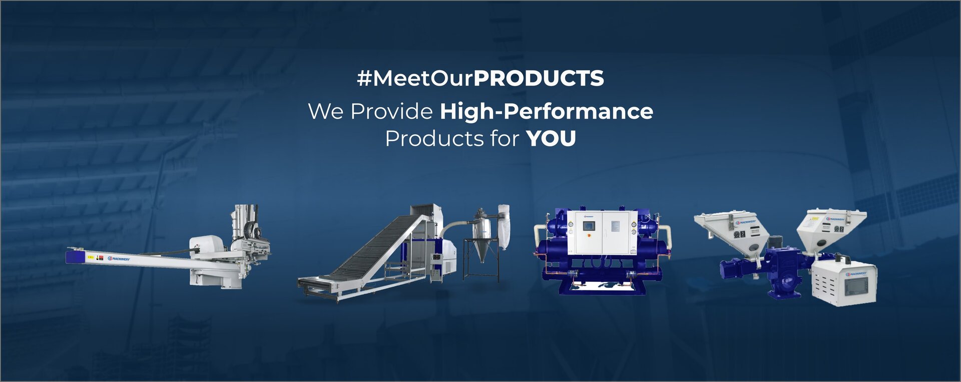 banner with meet our products title and products list